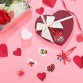 60pcs Acrylic Ornament Heart Blank with Red Ribbon for Diy Craft 75mm