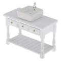 1/12 Dollhouse Miniature Square Wash Basin Sink Belt Cabinet Set