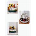 360 Rotating Spice Rack Kitchen for Bathroom, Cabinets-white+grey