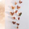 48 Pcs Butterfly Wall Stickers Decorations 3d Wall Decals Rose Gold
