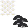 18 Pieces White Handheld Fans Cloth Fans Bamboo Folding Fans