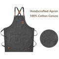 Cotton Cross Apron with Adjustable Straps& Pockets,m to Xxl (grey)