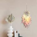 Ornament Led Lights Pink Feather Dreamcatchers for Home Wall Decor