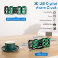 3d Led Alarm Clock with 3 Adjustable Brightness Green Digital