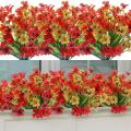 Artificial Outdoor Plants and Flowers 12 Bundles,red Yellow Orange