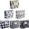 6pcs Canvas Makeup Bags Printed Cosmetic Bags for Women Girls, A