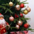 9 Pieces/set Of Boxed Christmas Ball Set, Glitter Ball, (red)