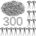 300 Pieces Of Paper Fasteners Round Headgear Sturdy Fasteners Silver