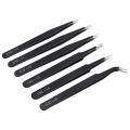 6pcs Tweezers Set, Stainless Steel Curved Of Tweezers, for Laboratory