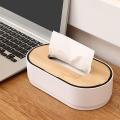Tissue Box Wooden Cover Solid Color Tissue Box with Groove Black