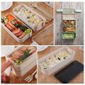 Japanese Lunch Box Bento Box , 3-in-1 Compartment, Wheat Straw,beige
