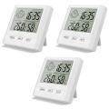 3x Digital Indoor Hygrometer Thermometer with Time Display