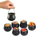 24pack Plastic Black Candy Bowls,pot with Handle,for Halloween Favors