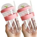 Tea Cup Portable Plastic Cup with Straw Reusable Plastic Cup 360ml