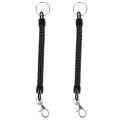 Lobster Clasp Black Spring Stretchy Coil Cord Strap Keychain