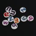 Pack Of 100 Round Shaped Alphabet Painted 2 Hole Wooden Buttons