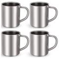 Set Of 4 Coffee Mug with Handle Double Walled Cups 220ml for Home Rv