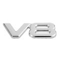 3d Silver Auto Motor V8 Car Rear Emblem Decal Badge Sticker 7.5x3.5cm