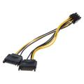 Dual 15 Pin Sata Male to 8pin(6+2) Male Video Card Power Cable