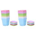 Colorful Plastic Plant Pots with Saucers, Set Of 24