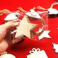 10pcs Christmas Wood Chip Pendant, Creative Home Decoration Gift