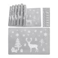 Christmas Placemat Washable Mat Set Of 6 Placemat & 6 Cup Mats(grey)