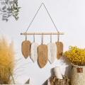 Handmade Macrame Leaf Wall Hanging Tapestry Cotton Woven,beige+yellow