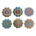 6 Pcs Ceramic Non-slip Absorbent Coaster Mandala Pattern Lace-shaped