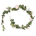 180cm Rose Vine Real Touch Silk Flowers with Green Leavespink