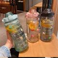 2l Sports Bottle with Straw Portable Summer Drinking Bottle Pink