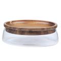 Creative Glass Nuts & Dry Storage Box with Wooden Lid for Kitchen,b