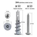 Zinc Anchors with Stainless Steel Screw Kit, 60 Anchors and 60 Screws