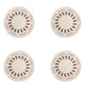 4pcs Round Printed Cotton Rope Placemats Woven Dining Mats Coasters