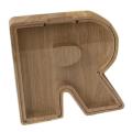 Wooden Piggy Bank Personalized Letters Coin Bank Wooden Money Box - R