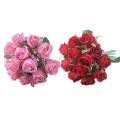 12pcs/lots Rose Flowers Wedding Bouquet Rose Silk(pink