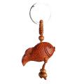 10pcs Cute Fish Keychain Peach Wood Car Key Chain Women Men Jewelry