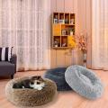 Round Washable Cat Bed,pet Bed for Small Dogs Kittens Brown