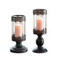 Retro Iron Decorative Candles Holder for Party Wedding 2pcs -black