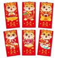 6 Pcs Chinese Red Envelopes, Year Of The Tiger Hong Bao for 2022