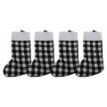 4 Pack Christmas Stocking for Party Decoration, L(black and White)