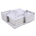 6pcs/set Marble Leather Square Drink Coasters Kitchen Tableware