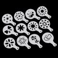 12 Pcs Cappuccino Coffee White Stencils Flowers Pad Duster Spray