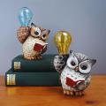 1pcs Mini Owl Figurine Miniatures Garden Solar Lights Night B