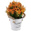 Artificial Bonsai Flower Fake Flowers with Vase Iron Sheet Orange