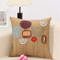 Linen Pillow Case - Decorative Flower 18 X 18 Inches Set Of 4 Pcs