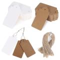 200pcs Paper Gift Tags with 200 Twine for Gifts Crafts White+brown