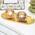 Stainless Steel Towel Tray Storage Tray Dish Plate , Golden, Oval