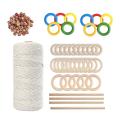 Macrame Cord Kit 3mm Cotton Rope with Wood Beads,wood Ring