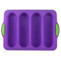 4 Slot French Stick Silicone Molds Bread Oven Cake Mold (purple)