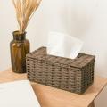 3x Rattan Tissue Box, Vintage Napkin Holder,desk Decoration (beige)